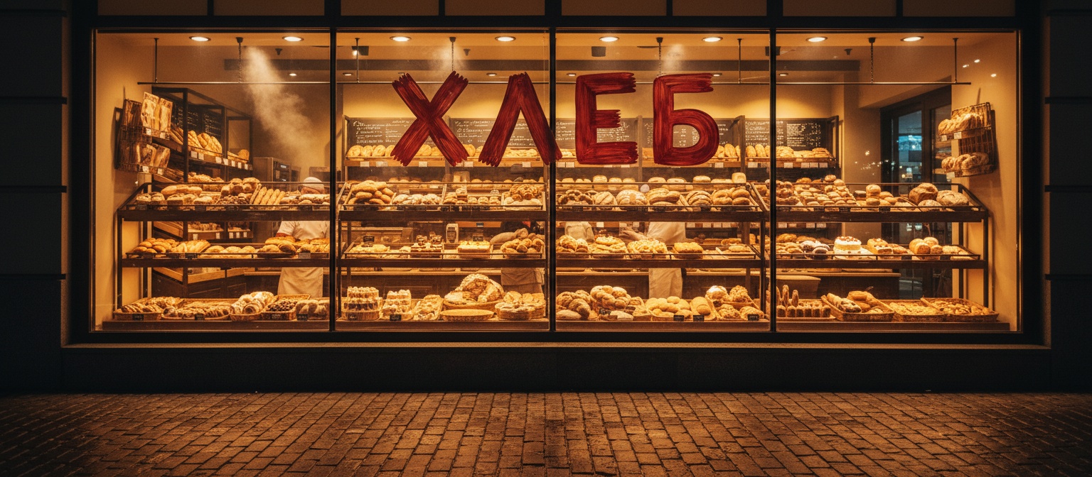 Витрина с вывеской
